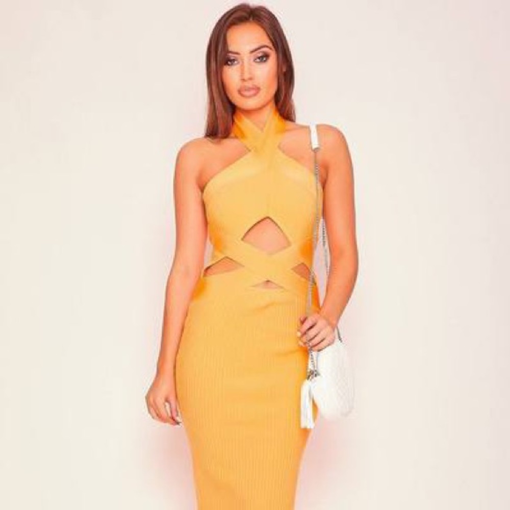Katchme UK Ribbed Halterneck Bandage Dress